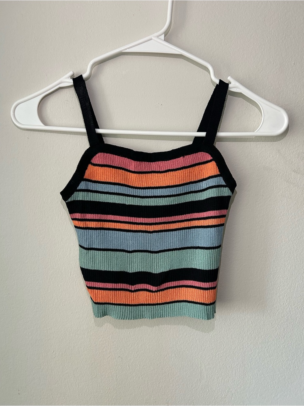 Cropped Striped Knit Tank Top in Multicolor